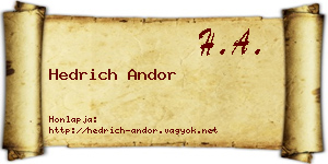 Hedrich Andor névjegykártya